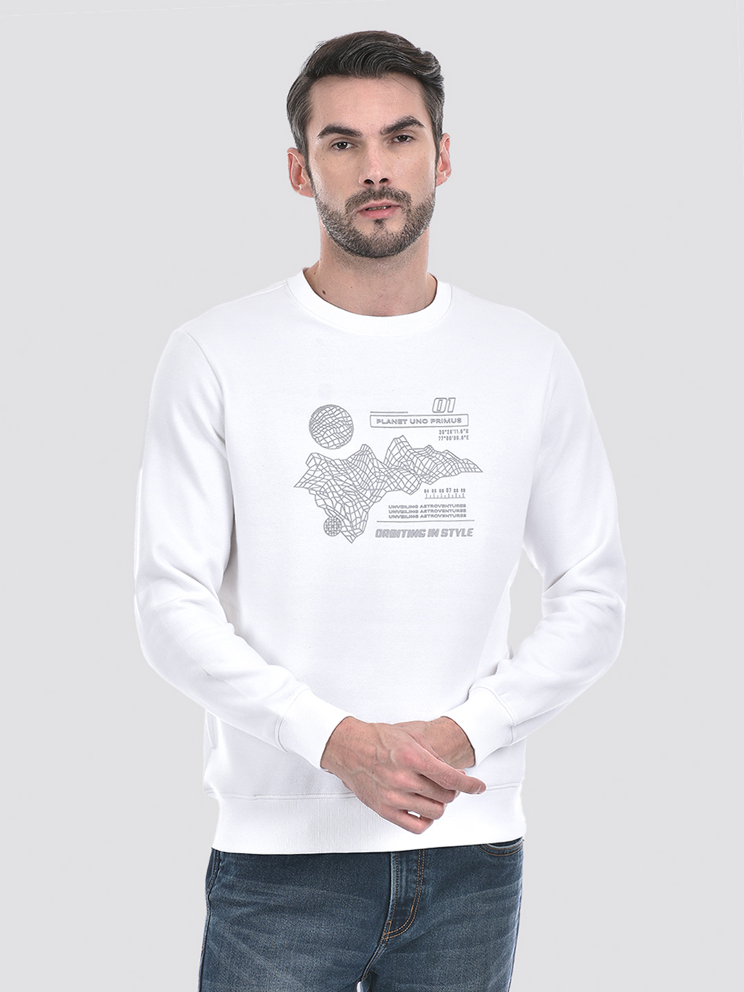 Numero Uno Men Graphic Print White Sweat Shirt